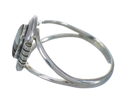 Southwest Authentic Sterling Silver And Multicolor Inlay Ring Size 7-3/4 VX62191